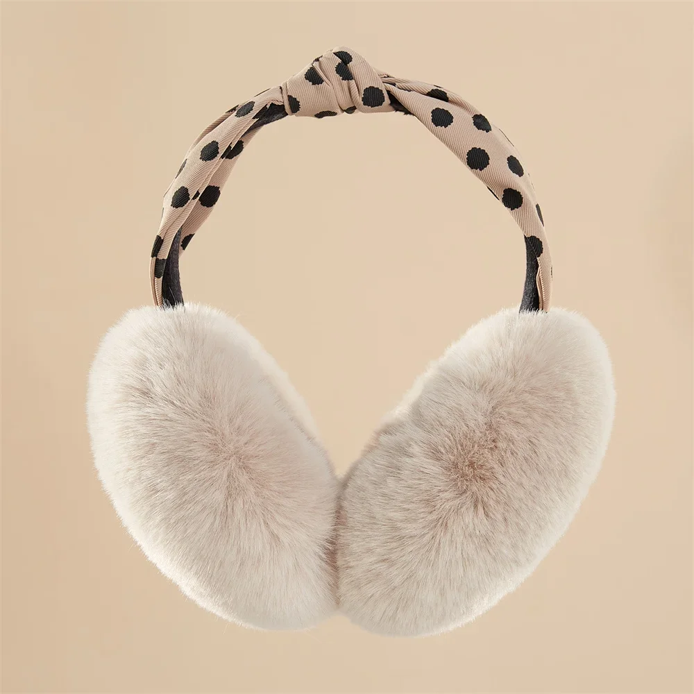 2026 New Imitation Wool Earmuff Fashion Woman' Warming Headwear Winter Exquisite Cute Wave Point Collapsible Earmuff