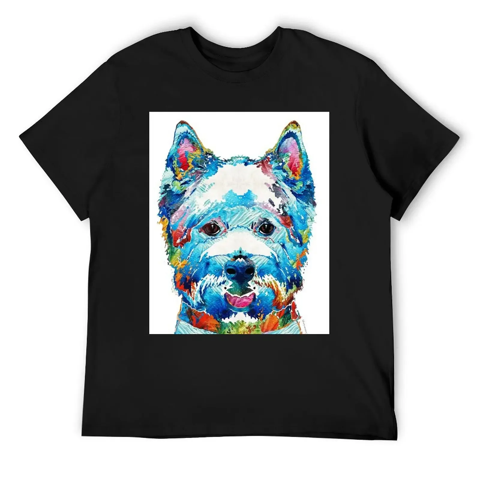 Colorful West Highland Terrier Dog Art Sharon Cummings T-Shirt vintage rapper graphic tees mens graphic t-shirts anime