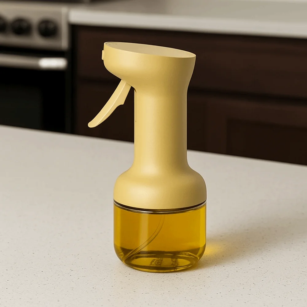 Refillable 280/450ml Atomized Oil Spray Glass Transparent Body Oil Spray Press Leak-proof Cooking Spray Bottle Picnic