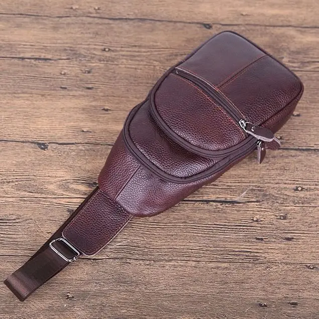 

Cow Genuine Leather Chest Bags Pack Men's Large-capacity Cowhide Shoulder Bag Commuter Men Crossbody Bag Phone Storage Bag
