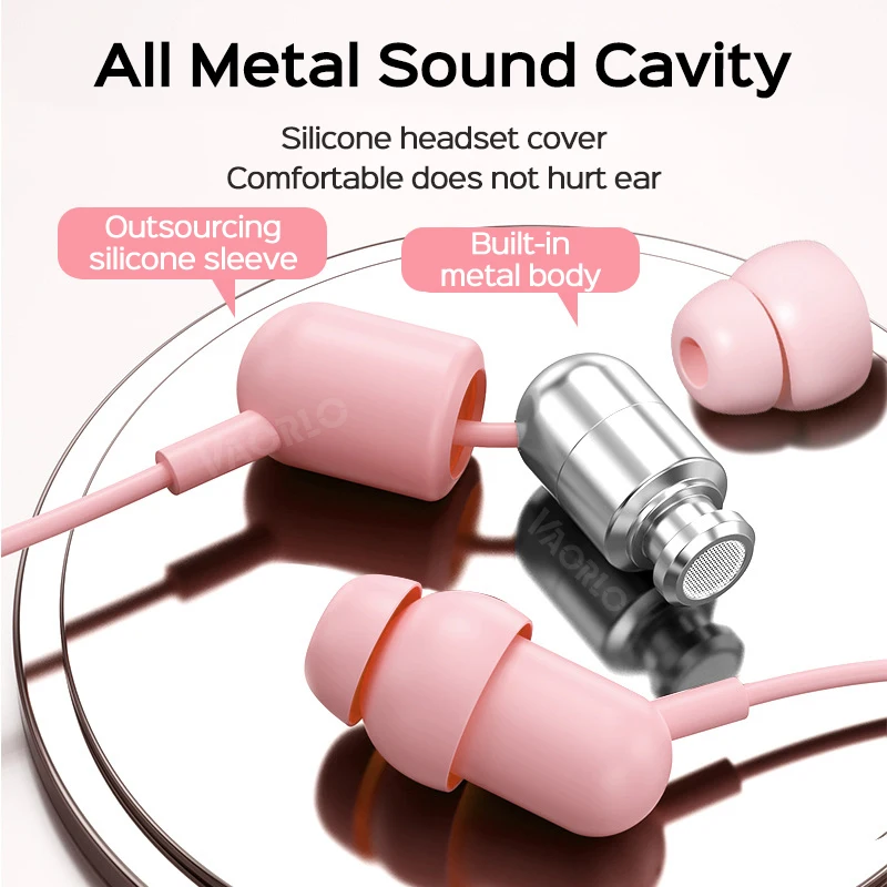 VAORLO 3.5MM AUX /Type C Digital Chip Wired Sleeping Earphones With Microphone Wire Control In Ear Headset For Samsung iPhone 15 image 3