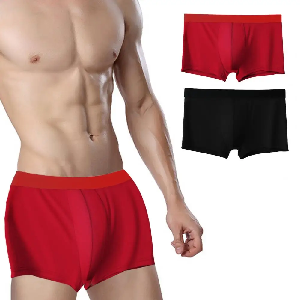 Culotte en soie glacée pour homme, Boxer, sous-vêtement Sexy, extensible, près du corps