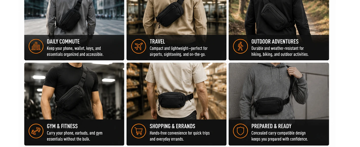 Taktische Sport-Gürteltasche für verdecktes Tragen, Crossbody-Tasche, Handwaffentasche für Workout, Reisen, Laufen – Detail 3