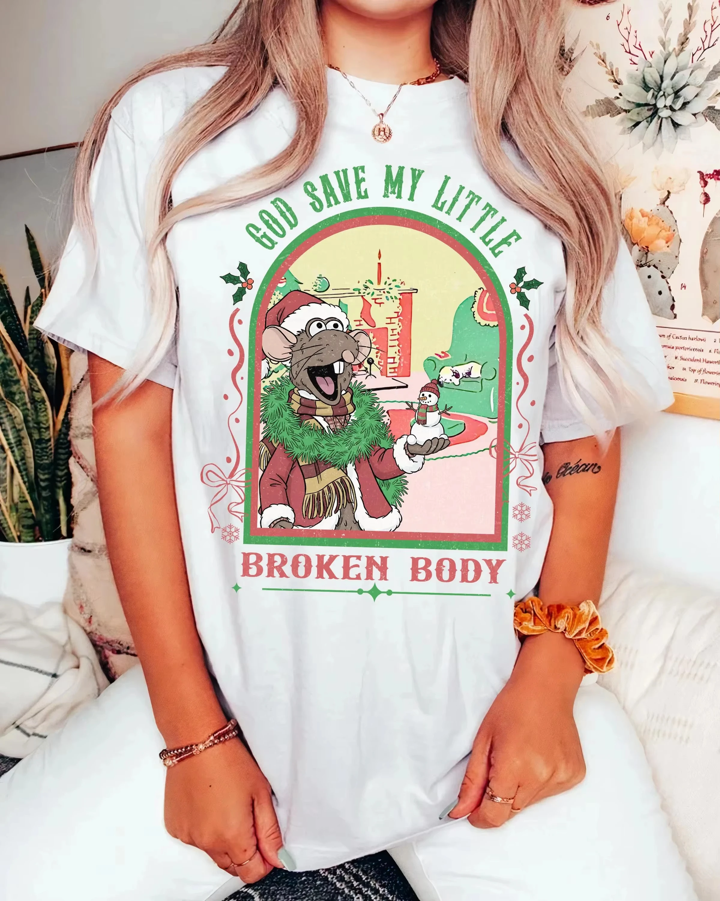 ديزني الدمى المتحركة عيد الميلاد كارول تي شيرت الدمى المتحركة Rizzo الفئران عيد الميلاد النساء الرجال تي شيرت ديزني عيد الميلاد رحلة عائلية تي شيرت