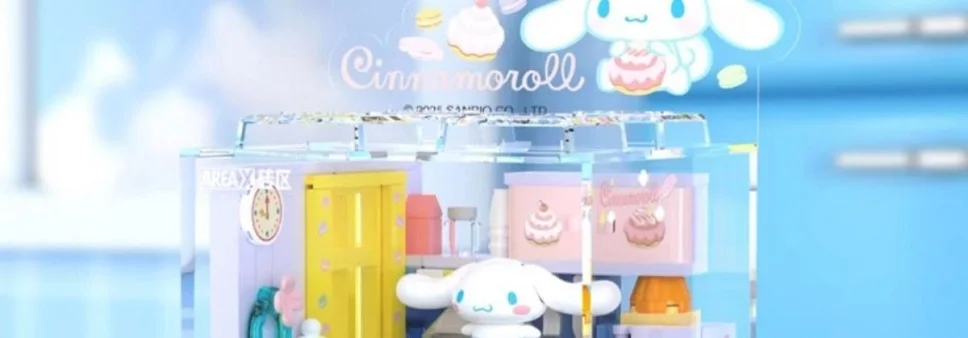 Area-X Anime Sanrio Building Blocks Mini Shop Hello Kitty Kuromi Cinnamoroll Model Decoration Surprise Toys