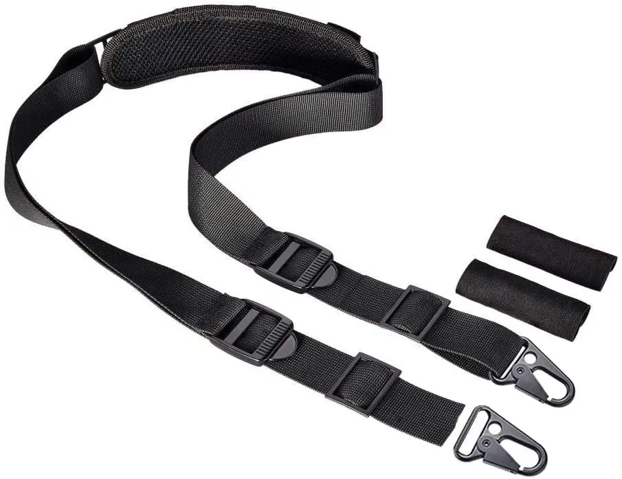 2 Point Traditional Rifle Sling Length Adjustable Shoulder Pad 1.25 Inch Webbing No Plastic Components All Metal Gun Strap