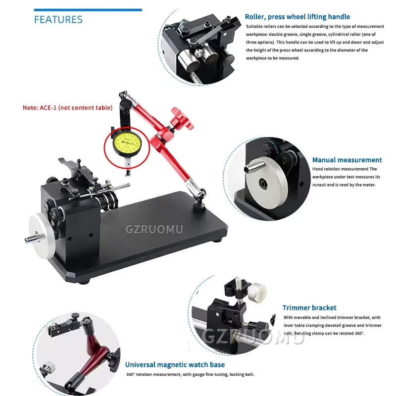ACE-1 Hight Accuracy Concentricity Measuring Instrument Concentricity Tester Concentricity Gauge 0-0.8MM 0.01MM Metric Dial Test