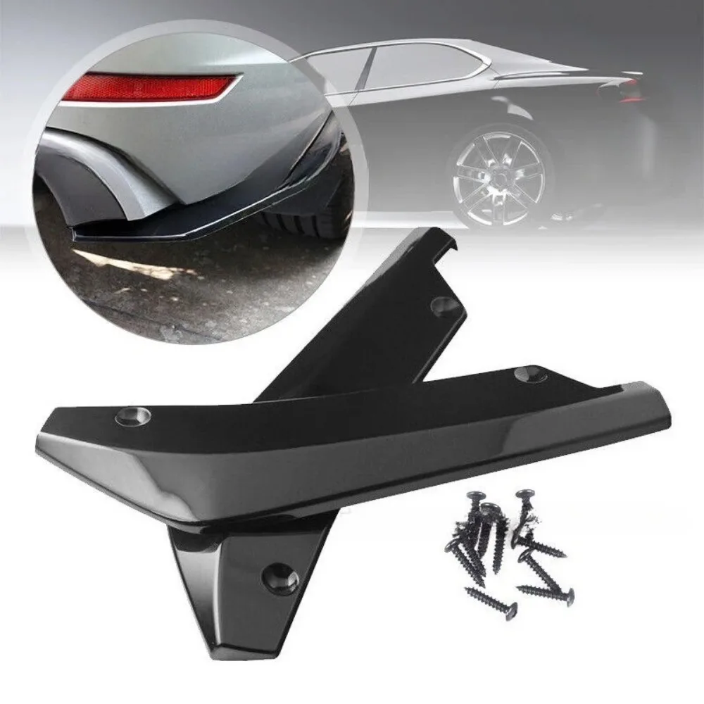 2pcs Universal Car Rear Bumper Lip Diffuser Splitter Spoiler Scratch Protector Black Carbon Fiber Rear Lip Wrap Angle Splitters view 6