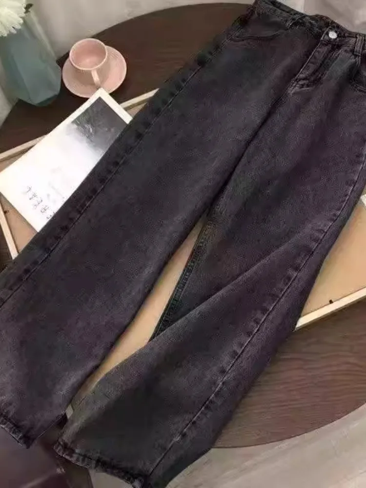 

Мужские модные джинсы-дэд с высокой талией, широкими штанинами и прямым кроем, универсальные, трендовые, длинные брюки в пол