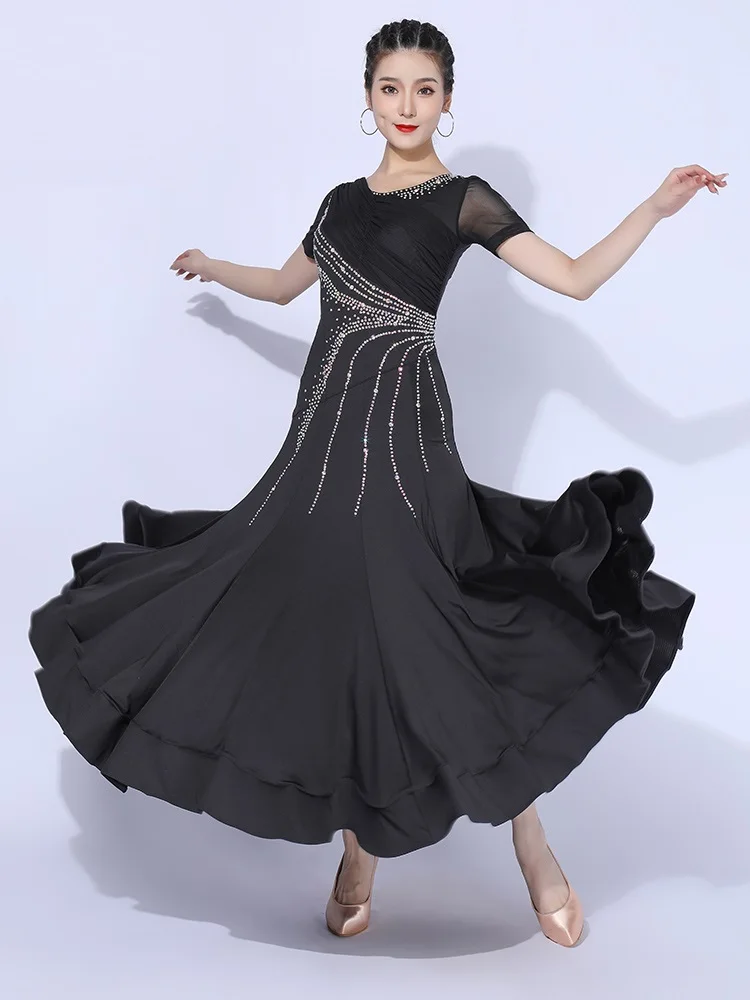 

X210 Modern Dance Dress Women's New Ballroom Dance Competition Big Swing Skirt Waltz Dance Skirt National Standard Dance Dress