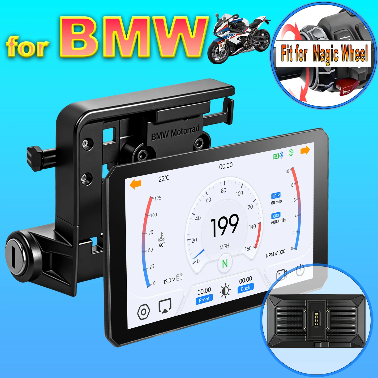 

Carplay Android Auto for bmw Magic Wheel XR M1000 R1200GS R1250GS S1000XR R1300GS 7 Inch Portable Motorcycle Navigator
