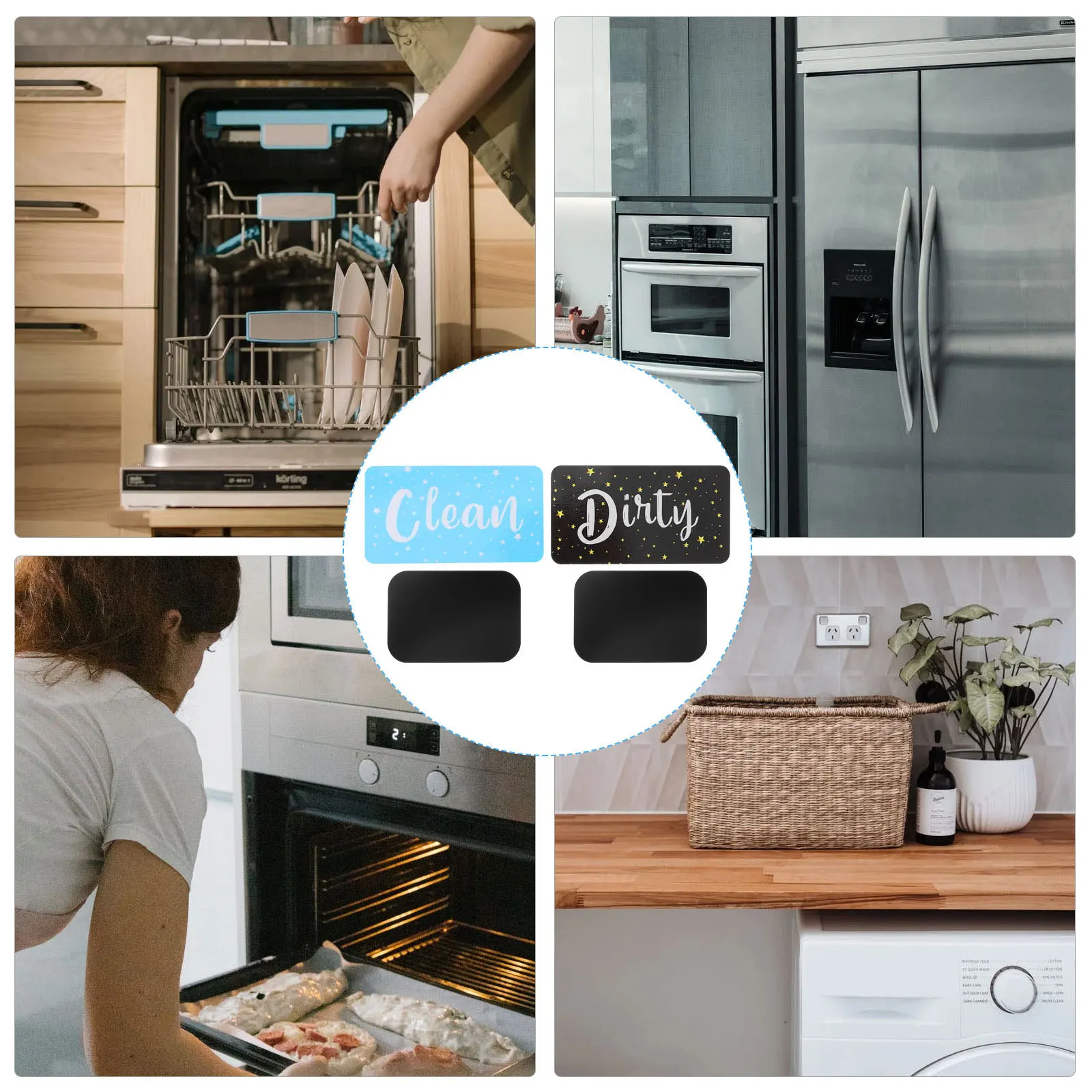 2 قطعة غسالة الصحون نظيفة القذرة المغناطيس تسجيل الوجهين المؤشر المغناطيسي للغسالة الثلاجة المطبخ تنظيف التسمية #5