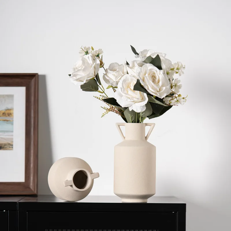

Vintage-style elegant home decor craft: plain white ceramic small vase