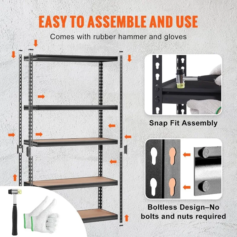 Storage Shelving Unit, 5-Tier Adjustable Storage Shelves, 48