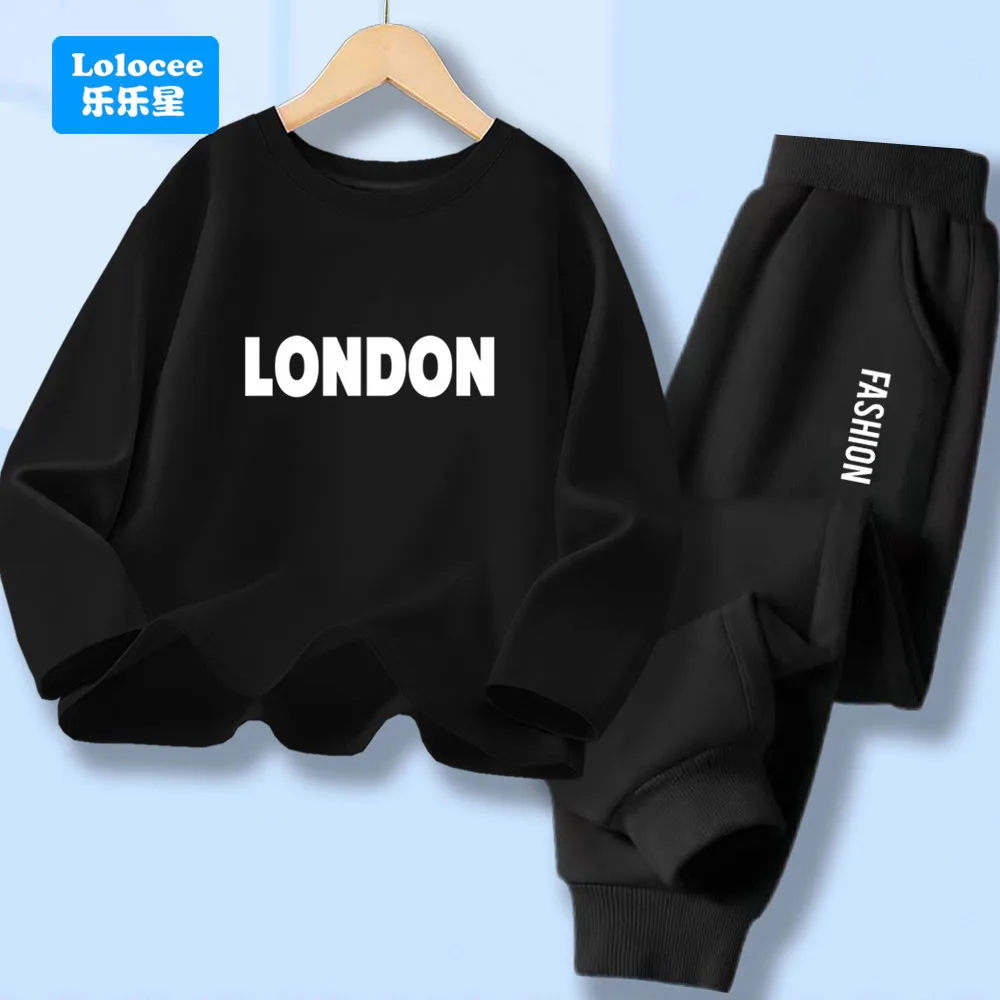 Kinder Frühling Herbst Kleidung Sets Jungen London Brief Drucken Langarm T-shirt und Hosen 2 stücke Outfits Kinder Trainingsanzüge ZLD1