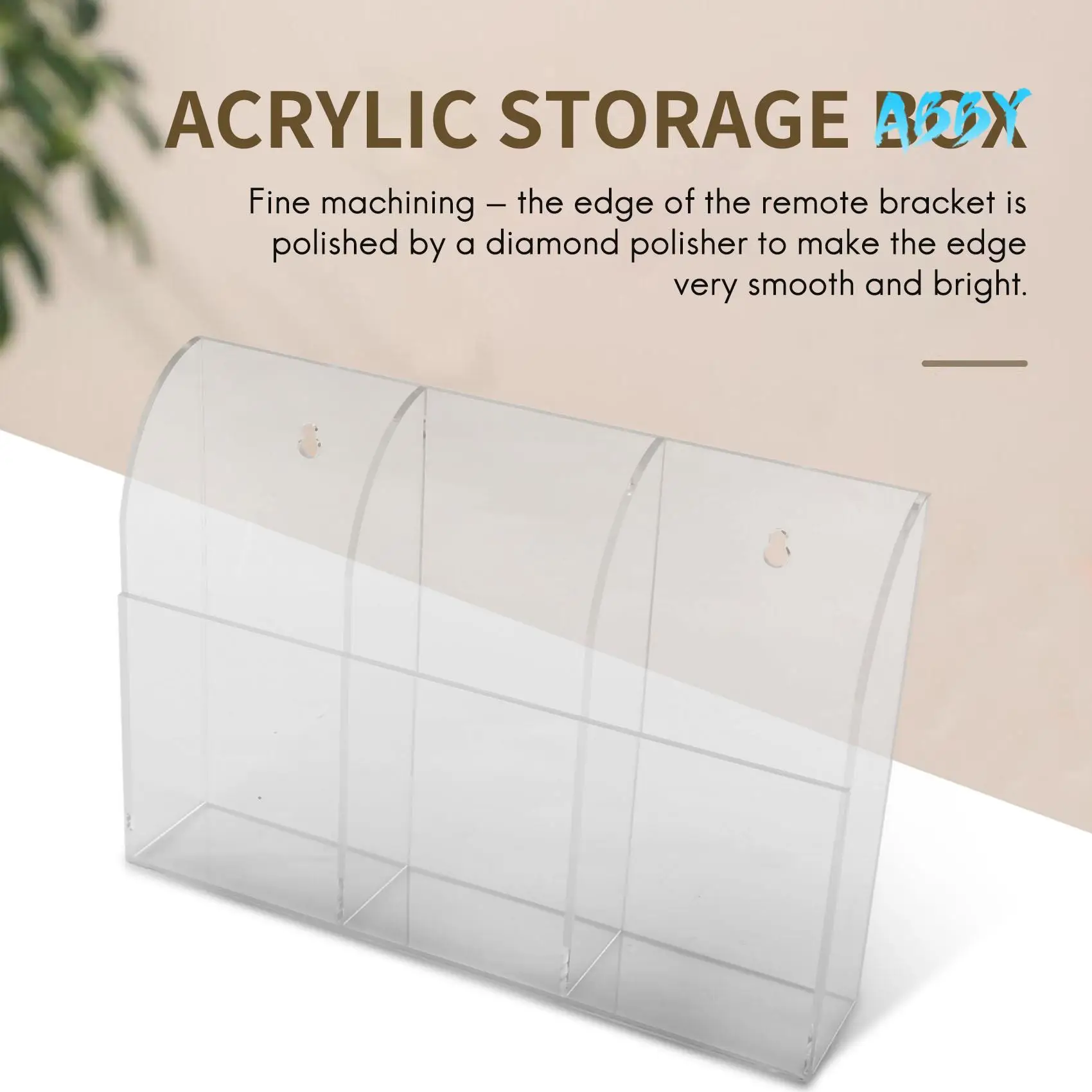 

ABBY-Clear Acrylic Remote Control Holder Wall Mount Media Organizer Storage Box (Three Compartments)