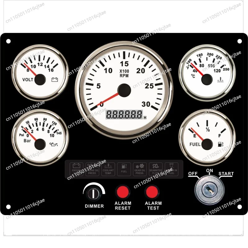 For 241*177mm 12V  Speed Oil Pressure Water Temperature Voltage Oil Level Panel Instrument, Modified for Vehicles and Ships