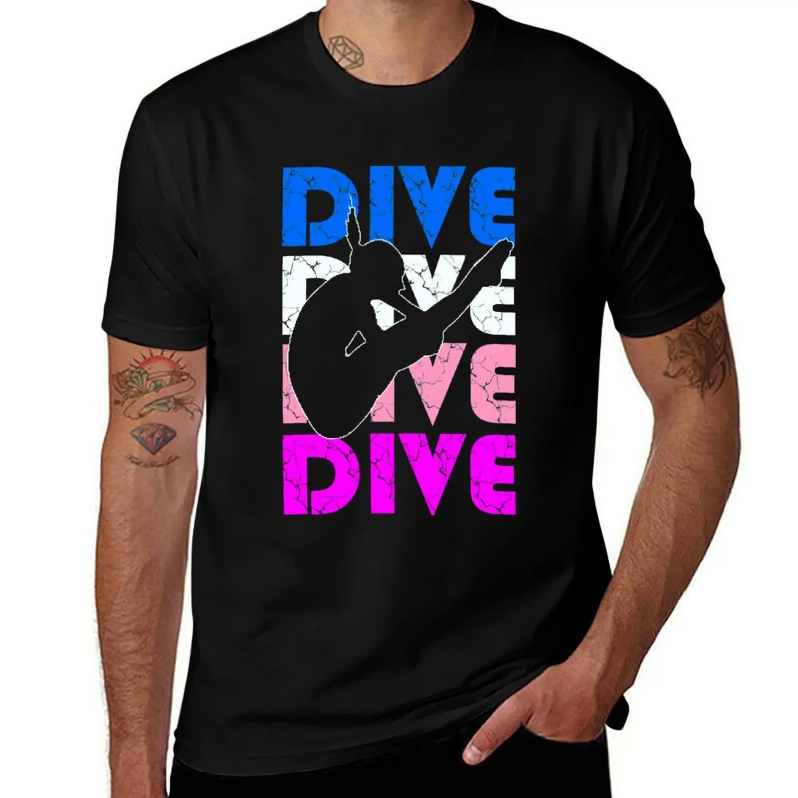 

Girls Dive Pink Springboard High Diving Gift T-Shirt boys whites blanks oversized men t shirts
