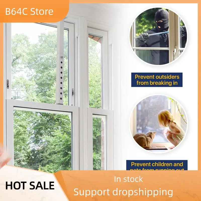 

B64C Adjustable AC Window Lock Bar, Small Window Security Bars For Child Safety, Window Stoppers For Vertical Sliding