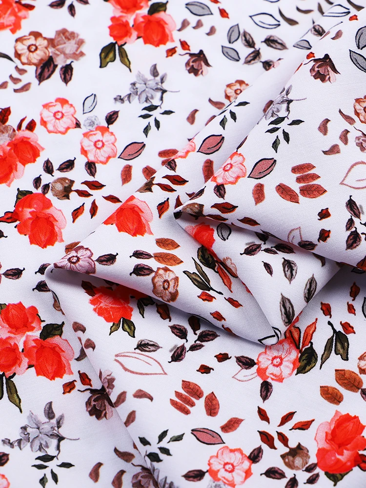 Summer Printed Rayon Fabric Per Meter for Needlework Dresses Clothes Beddings Pajamas Sewing Cloth Flower Soft Smooth Breathable