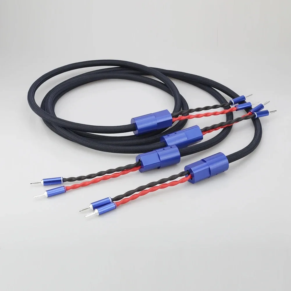 كابل مكبر صوت أوديوفيلي مطلي بالفضة ، قابس من الموز إلى الموز ، كابل مكبر صوت ، مكبر صوت HiFi ، زوج ، Audiocrast ، SC005