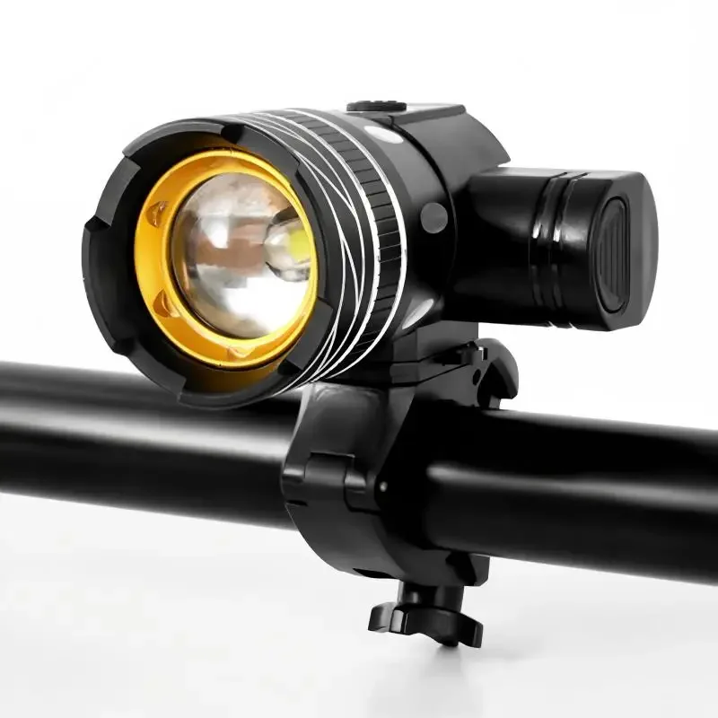Bike Headlight T6 LED USB Rechargeable Waterproof Bicycle Front Light Adjustable Zoom Cycling Flashlight For Road MTB