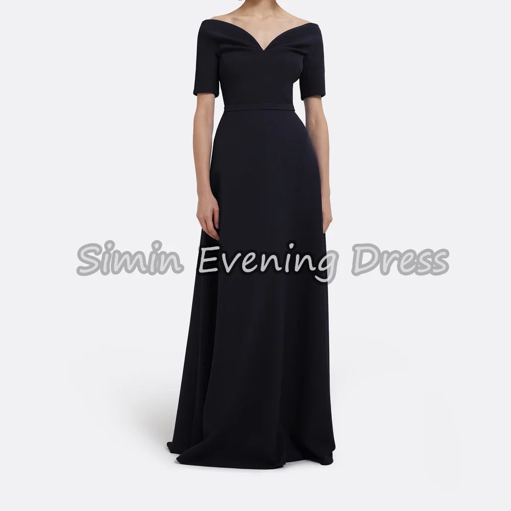 

Simin Crepe A-line Sweetheart Neckline Floor Length Simple Evening Dresses For Women 2025 With Pleats Elegant Saudi Formal Dress