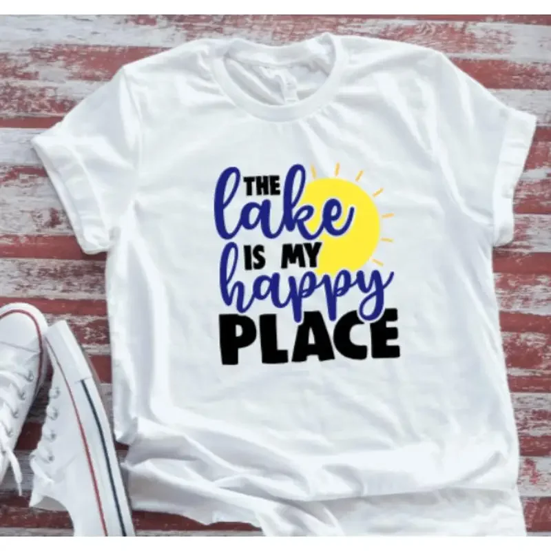 The Lake Is My Happy Place White T Shirt