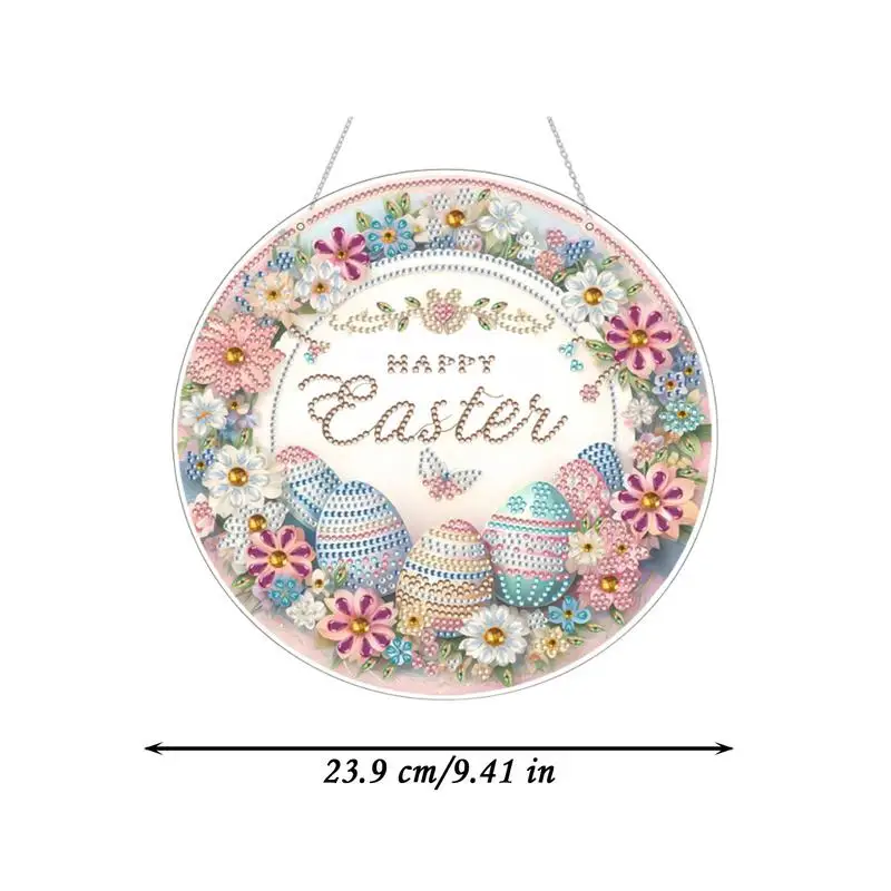 Seasonal Easter Crystal Painting Kits Easter Door Hanger Crystal Sign Happy Easter Egg Flower Ornament Sign For Spring Easter