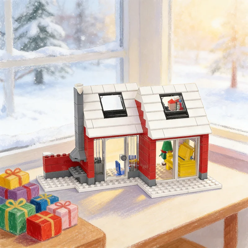 

345pcs MOC Ski Holiday Home Seasonal Christmas Model Building Blocks Architecture Idea Brick Toy Education Christmas Gifts Kids