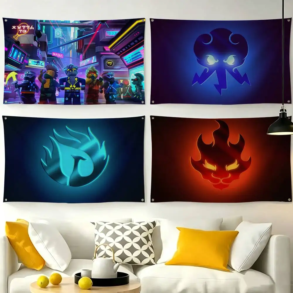 Cartoon NinJAGO Cool logo  Flags for Bedrooms Home Decor Items Outdoor Decors Garage Decoration Flaga