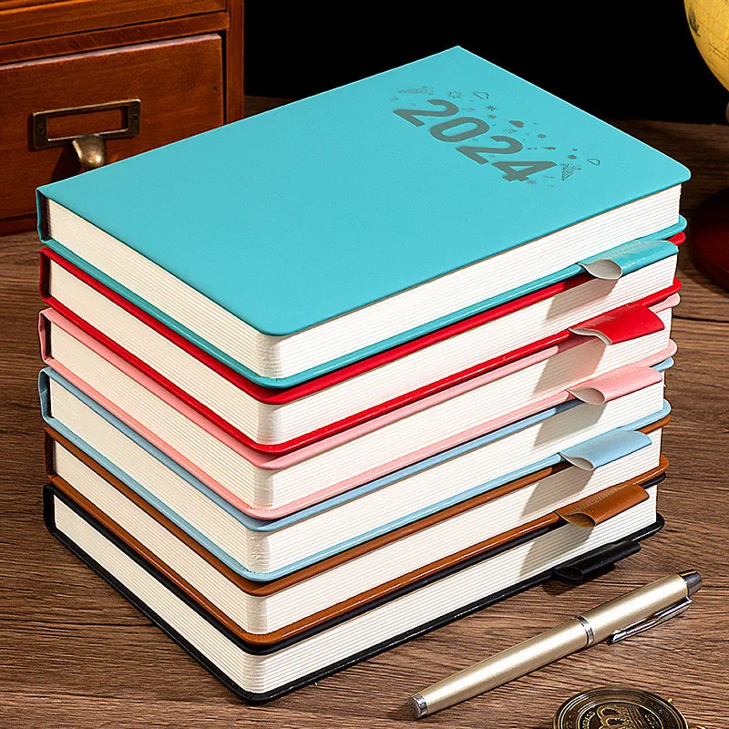 2024 Notebook Soft leather Cover Planner Agenda Book 180 sheets Paper Student Diary Thickening Type Journal Notepad New Arrival