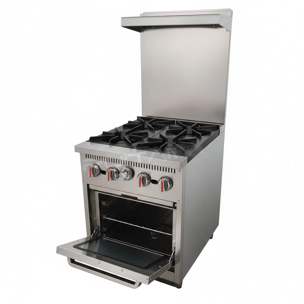 

Коммерческая газовая плита с 4 конфорками и защитой от погасания пламени, из нержавеющей стали, с высокотемпературными горелками, с духовкой, энергосберегающая