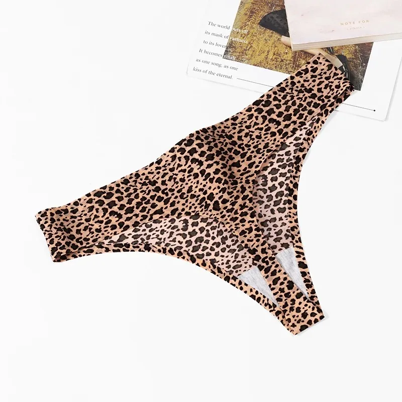 Fashion Leopard Thongs Woman Seamless Underwear Sexy Lingerie Breathable Cozy G-Strings Hot T-Back