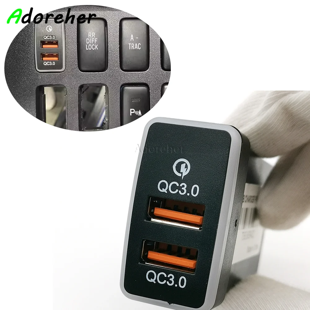 

12 В автомобильный двойной USB QC3.0 разъем для зарядного устройства телефона кабель-адаптер для Toyota FJ CRUISER PRADO 120 аксессуары