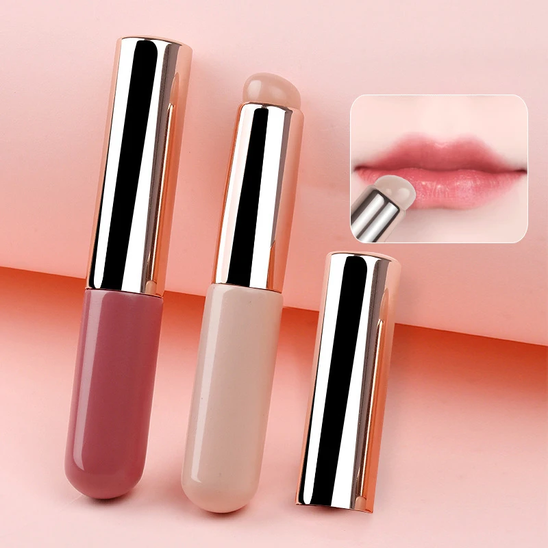 Silicone Lip Brush With Cover Angled Concealer Makeup Tool Portable Round Head Like Fingertips Q Soft Lipstick Brush