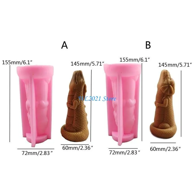 G5GC تنين رائع ثلاثي الأبعاد للرأس قالب من الراتنج مصنوع يدويًا شمعة للعلاج العطري من السيليكون لتزيين سطح المكتب للمنزل والمكتب #6