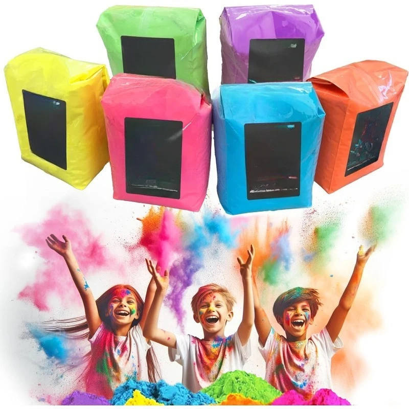بودرة ملونة للمناسبات الممتعة، 3 رطل لكل مسحوق هولي غير سام، أخضر، أرجواني، أصفر، برتقالي، أزرق ووردي لتجريز الألوان، المهرجان