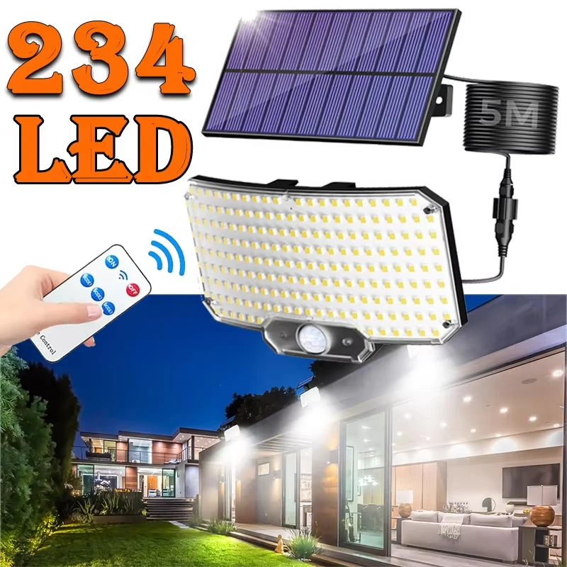 Solar Lights Outdoor 3 Modes Motion Sensor Flood Lights 234LED Solar Wall Lights for Outside Yard Garden Fence Pathway Lighting