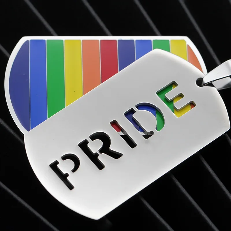 سلسلة قلادة الرجال مثلي الجنس دوبل اسم المعلقات الجملة الرجال قلادة الفولاذ المقاوم للصدأ قلادة طويلة الهيب هوب مجوهرات على الرقبة #4