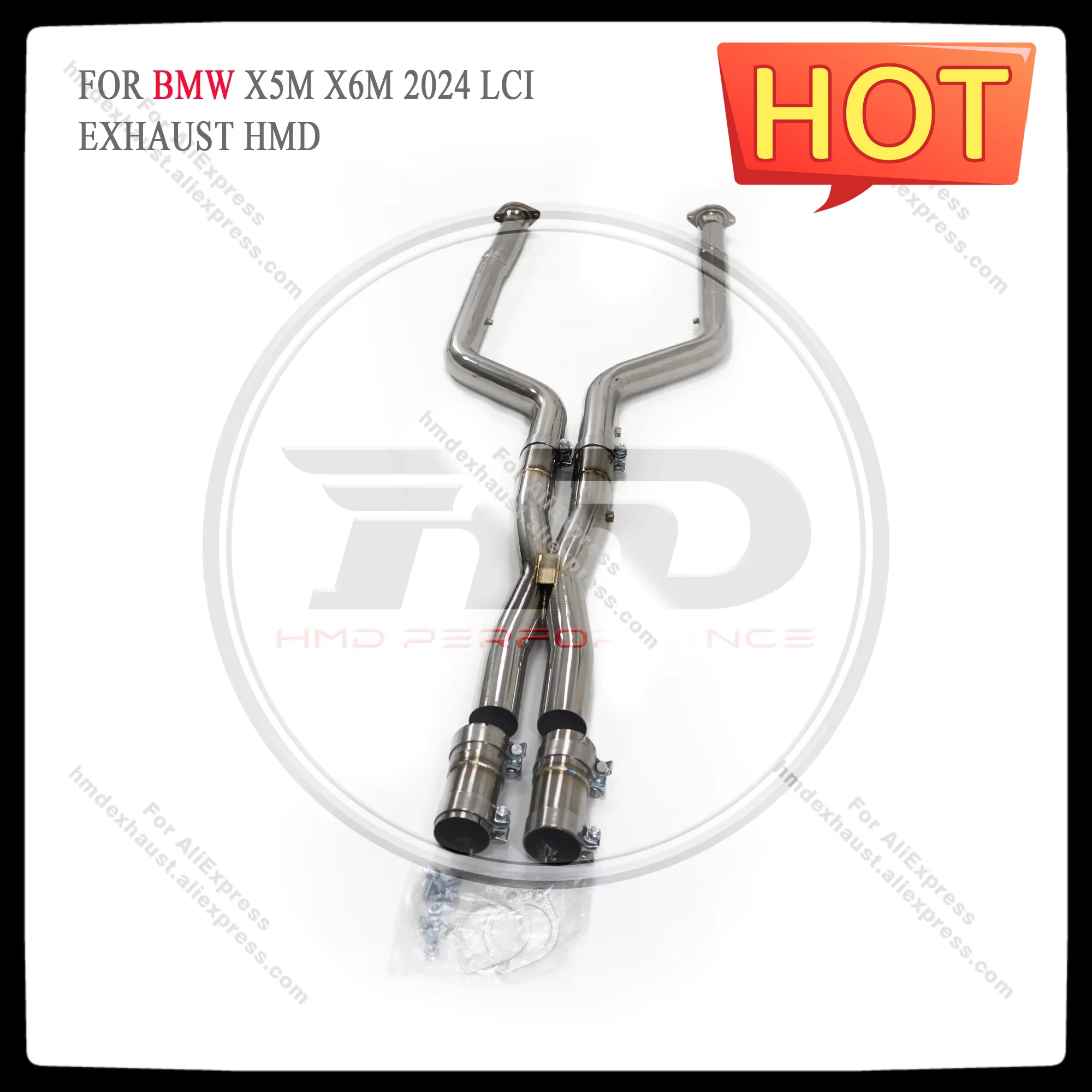 HMD  Exhaust System Stainless Steel Middle pipe For BMW X5M X6M 2024 LCI Exhaust Pipe Without OPF Interface