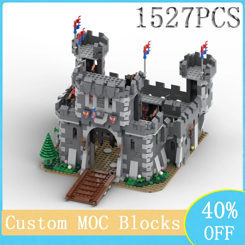 New European Medieval Lion Knight Castle Street View Model MOC Creative Children\'s Assembled Toys Holiday Gift MOC-10305 Blocks