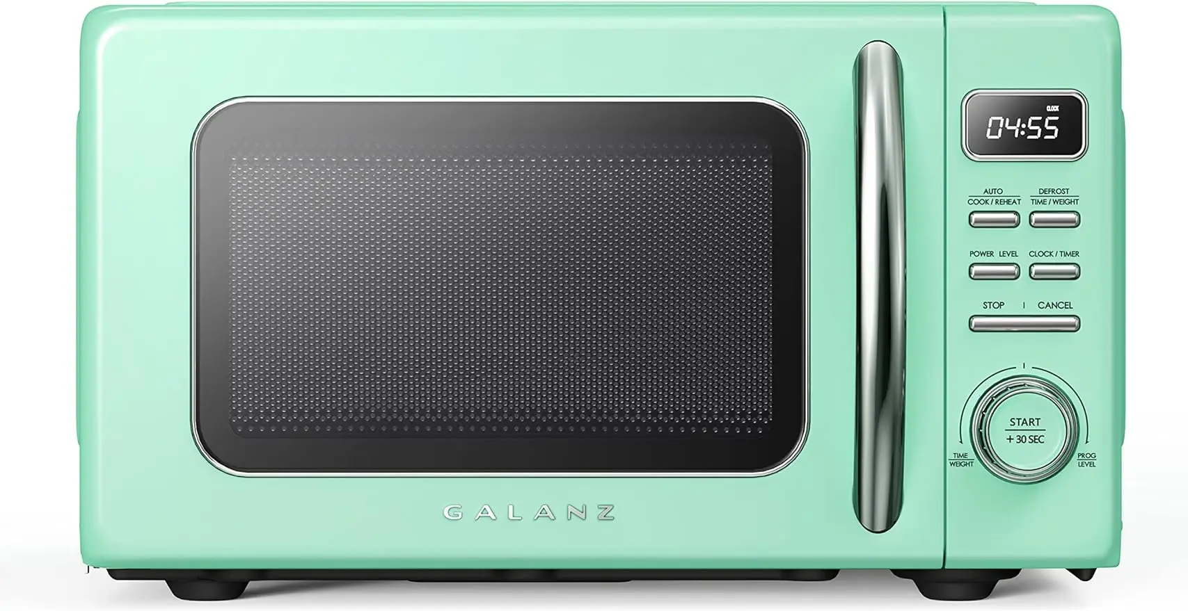 Retro countertop microwave, automatic cooking and reheating, defrosting, quick-start function, easy cleaning, glass turntable