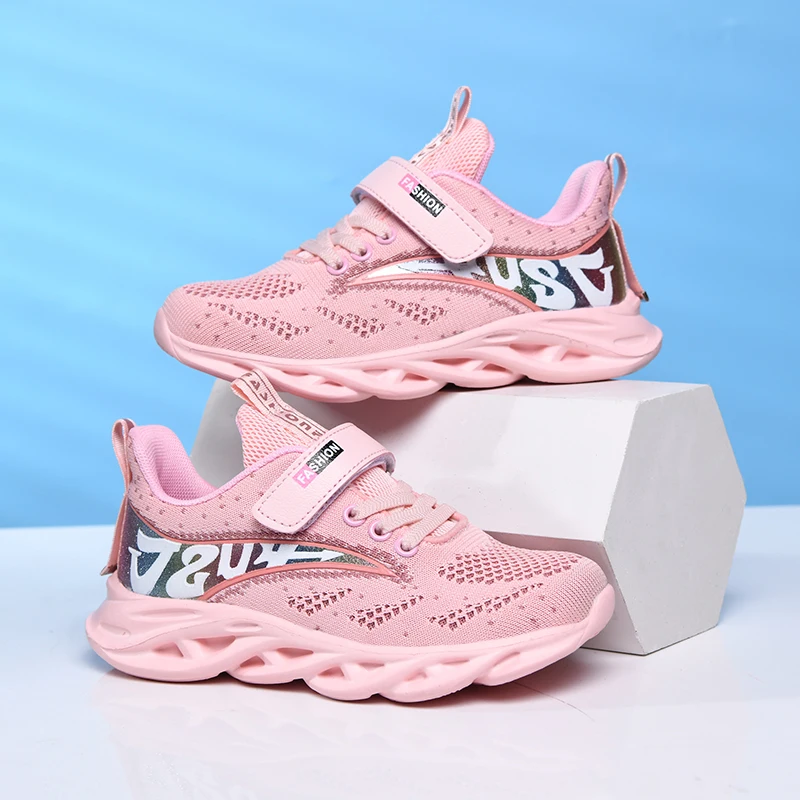 A pair of children's sports sneakers, hook‑and‑loop closure, breathable mesh upper for daily outdoor wear MB‑8217