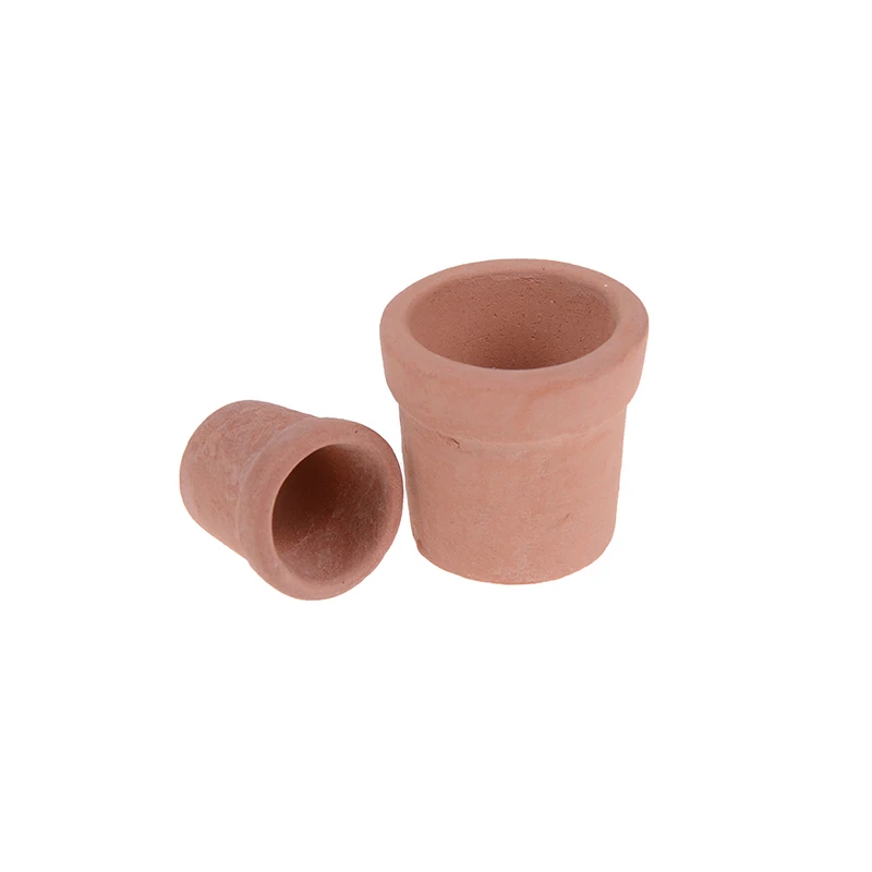12Pcs Dollhouse 1:12 miniature flower pot handmade red clay pot garden home