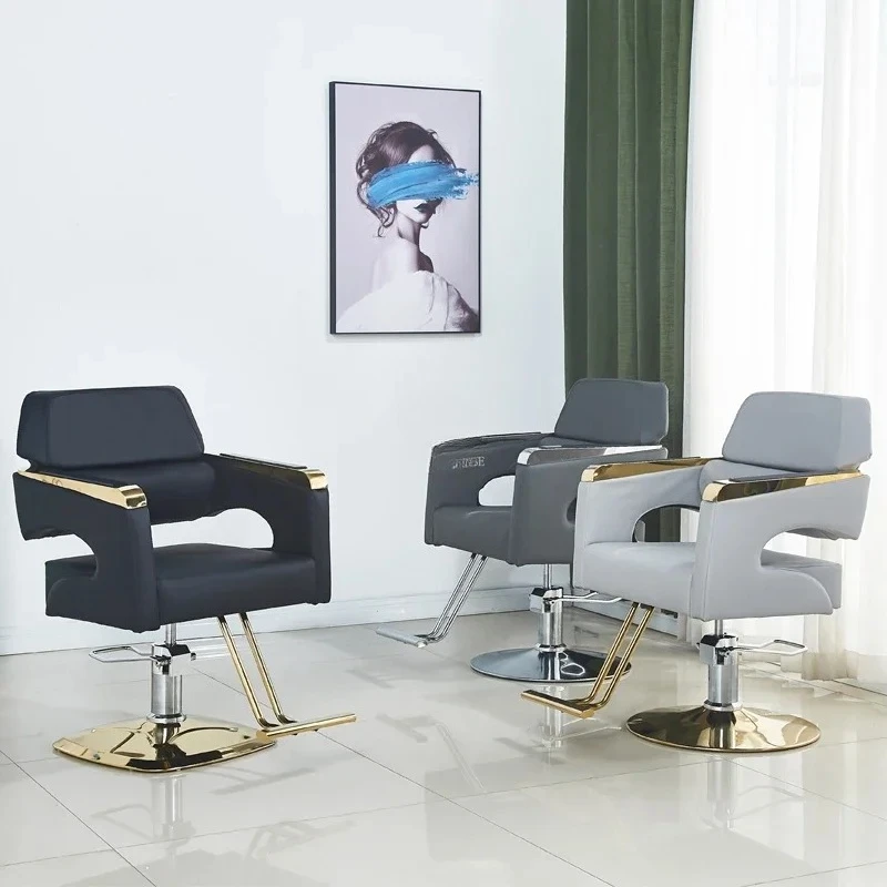 & Modern Luxury Barber Chair Professional Premium Leather Hydraulic Lifting Reclining Salon Furniture Lightweight Equipment for