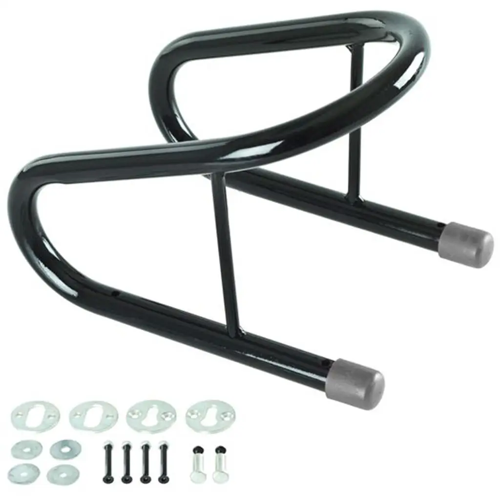 Motorcycle Front Wheel Chock Kit Black Metal Removable Stand Truck Mount for Three-wheeled Motorcycle Trailer