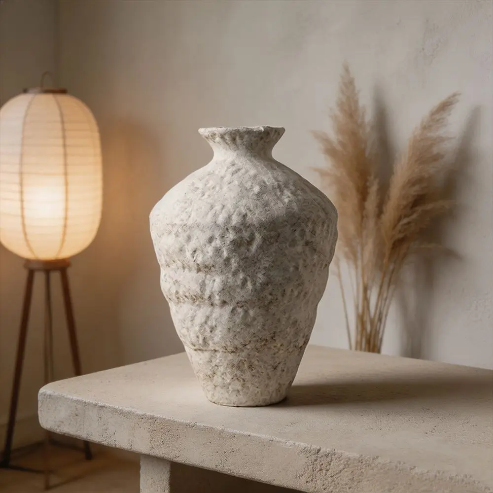 Wabi Sabi Vintage Jingdezhen Ceramic Vase White Frost Tall Flower Hydroponic Dried Branch Home Decor