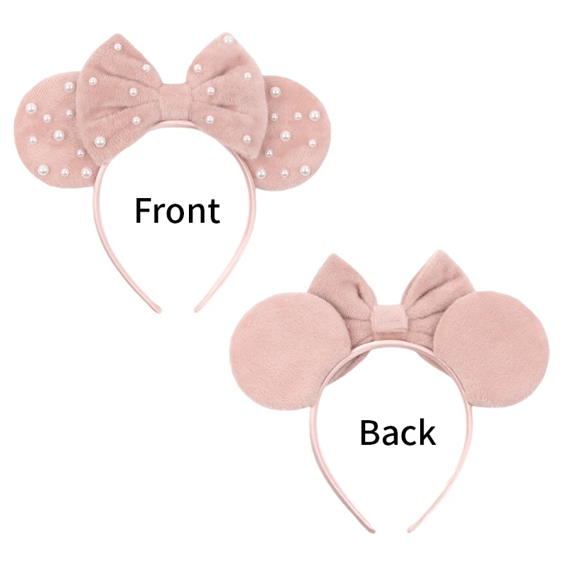 New Cute Disney Mouse Ears Headband Women 5‘’ Velvet Bow Hairband For Girls Festival Party Cosplay DIY Hair Accessories Gift