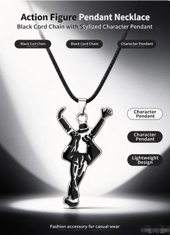HTMCK Artist Singer Michael Jackson BAD Necklace Rock Roll Everlasting Classic MJ Pendant Hot Charm Punk Jewelry Men Women Gift
